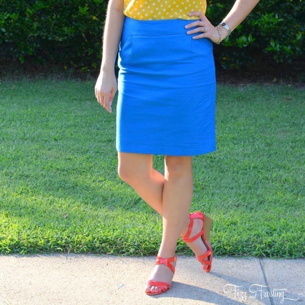 J Crew The Pencil Skirt indigo blue straight high waist size 2 business casual